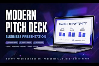 design a modern pitch deck, business presentation and sales deck
