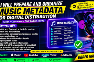prepare and organize music metadata for digital distribution