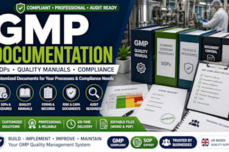 create gmp documentation, sops, quality manuals and compliance documents