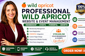 develop wild apricot membership website with events member portal and automation