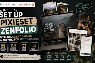 set up pixieset zenfolio website client gallery  booking for photographer