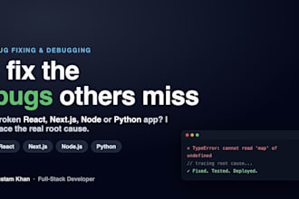 fix bugs and debug your react nextjs node or python web app