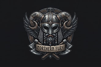 design a powerful viking helmet logo