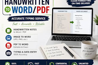 type handwritten notes, images or PDF into word and PDF