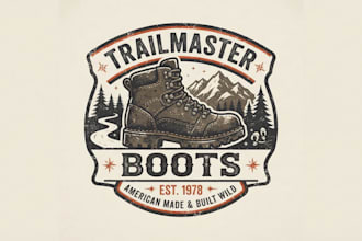 design a rugged boot logo for your brand