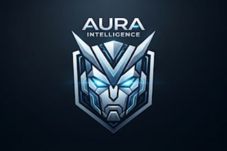 design a futuristic face robot logo