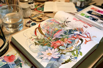 create hand drawn watercolor book illustration