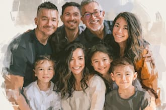 paint a family or couple portrait, handdrawn, no ai