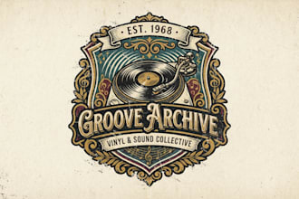 design a vintage vinyl logo for your brand