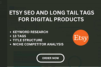 optimize etsy SEO and long tail tags for digital products