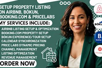 setup property listing on airbnb, bokun, booking com, pricelabs dynamic pricing