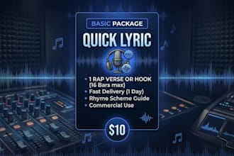 write professional rap lyrics, song hooks, and poetry