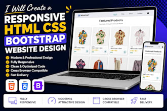 create a responsive HTML CSS bootstrap website design