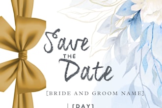 elegant wedding invitation and save the date card
