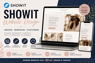 design a modern showit website, redesign or customize your showit template