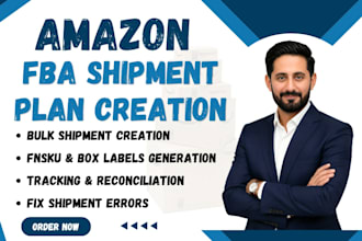 create amazon fba shipment plan, manage shipping label or fix shipment errors