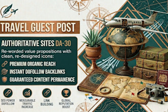 provide high authority travel backlinks via guest posts