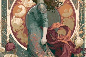 design art nouveau neo traditional vintage portrait