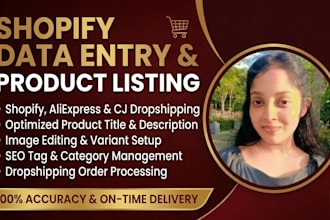 do shopify product listing, data entry and bulk upload