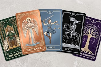 draw custom tarot card, playing card, card game or zodiac in any style