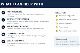 research and fact check your article, report, or content
