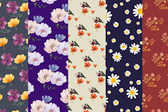 design floral watercolor repeat patterns for textile prints
