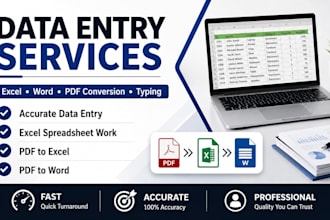 data entry, excel, typing and PDF conversion