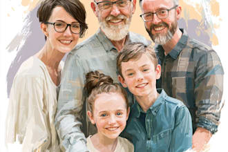 amazing family portrait watercolor portrait