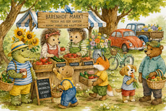aquarell kinderbuchillustration für kinderbuch geschichtenbuch buchillustration