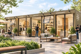 design shipping container retail stores with realistic renders