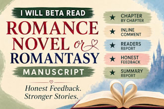 beta read your romance novel or romantasy manuscript