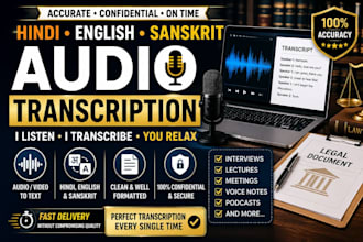 transcribe english, sanskrit and hindi audio to text