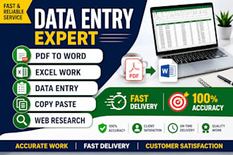 do expert data entry, typing work, and copy paste tasks