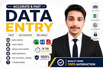 do fast and accurate data entry, copy paste, web research and excel