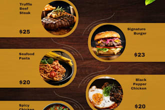 do an amazing menu design, food menu, restaurant,  cafe menu design everyday