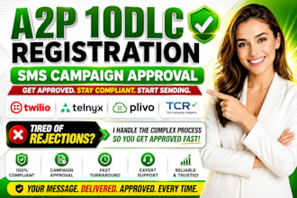 register a2p 10dlc twilio telnyx plivo tcr sms campaign approval