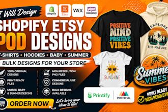design shopify etsy pod unisex bulk t shirt hoodies baby summer printify website