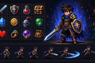 create pixel art icons, 8bit sprites and 2d pixel animation