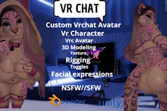 custom furry vrchat avatar nsfw fursona model vrc anime avatar with rigging