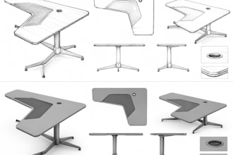 design smart office desk, ergonomic office chair, office furniture and shelves