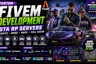 develop custom fivem server, gta rp scripts, mods, maps and full server setup
