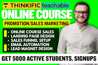 udemy course promotion skool community promotion, thinkific course sales funnel