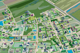 draw a vector travel map of a city or country