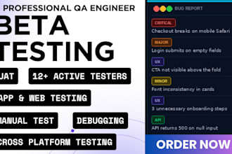 do beta testing user website app testing game 12 tester uat QA testing review
