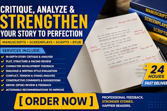 critique analyze stories manuscripts screenplays script coverage epub format pro