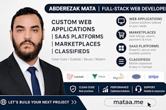 develop custom web app, marketplace, saas, or classified website