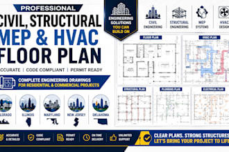 civil, structural engineering mep hvac floor plan in colorado illinois MD nj ok