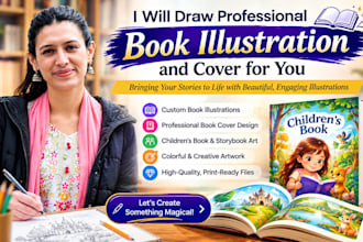 draw professional book illustration and cover for you