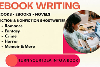 ghostwrite fiction and nonfiction books, ebooks, and novels on any genres