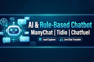 build rule based or ai chatbot using manychat, tidio, or chatfuel